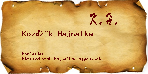 Kozák Hajnalka névjegykártya